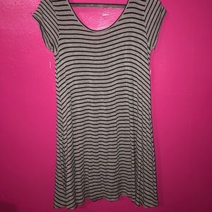 Gray & black striped See You Monday t-shirt dress